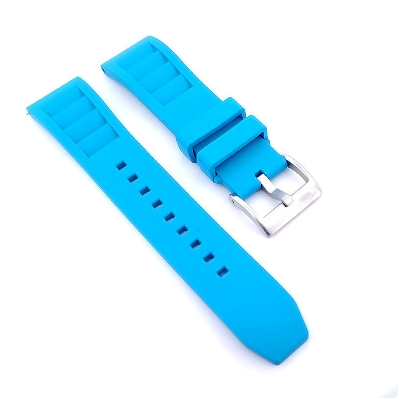 FKM Rubber Vented Watch Strap - (Sky Blue, Steel Hardware)