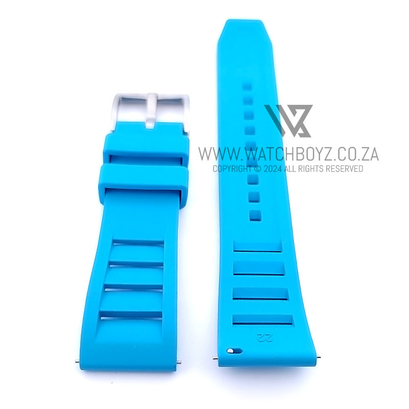 FKM Rubber Vented Watch Strap - (Sky Blue, Steel Hardware)