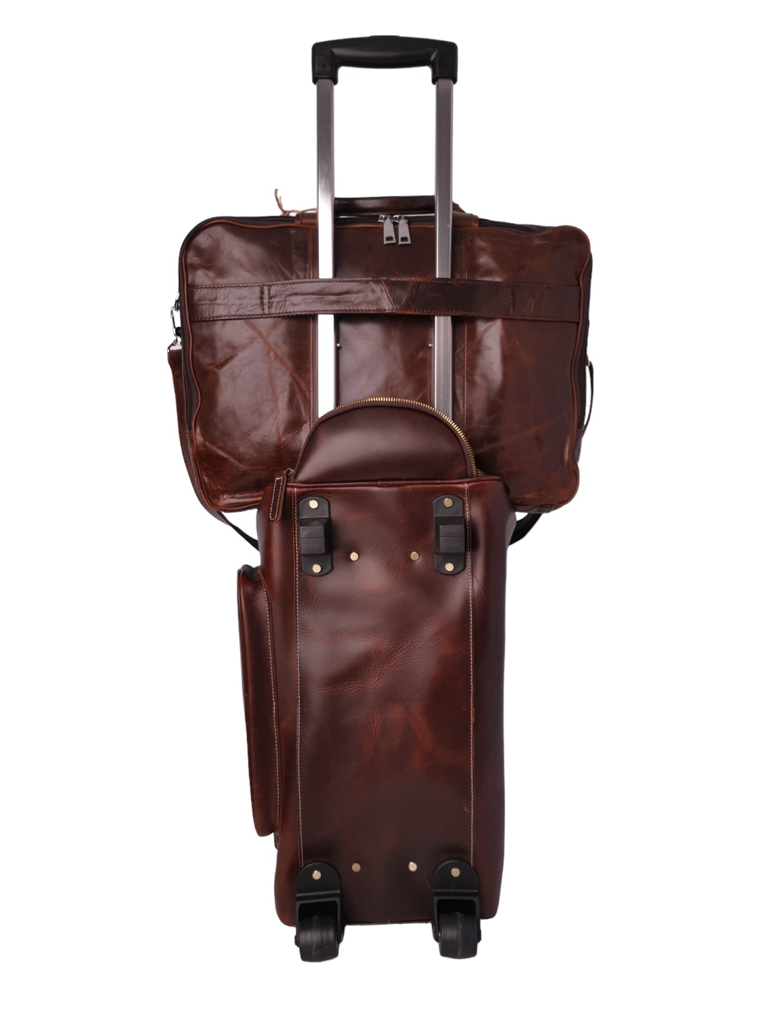 Leather cabin bags with wheels best sale